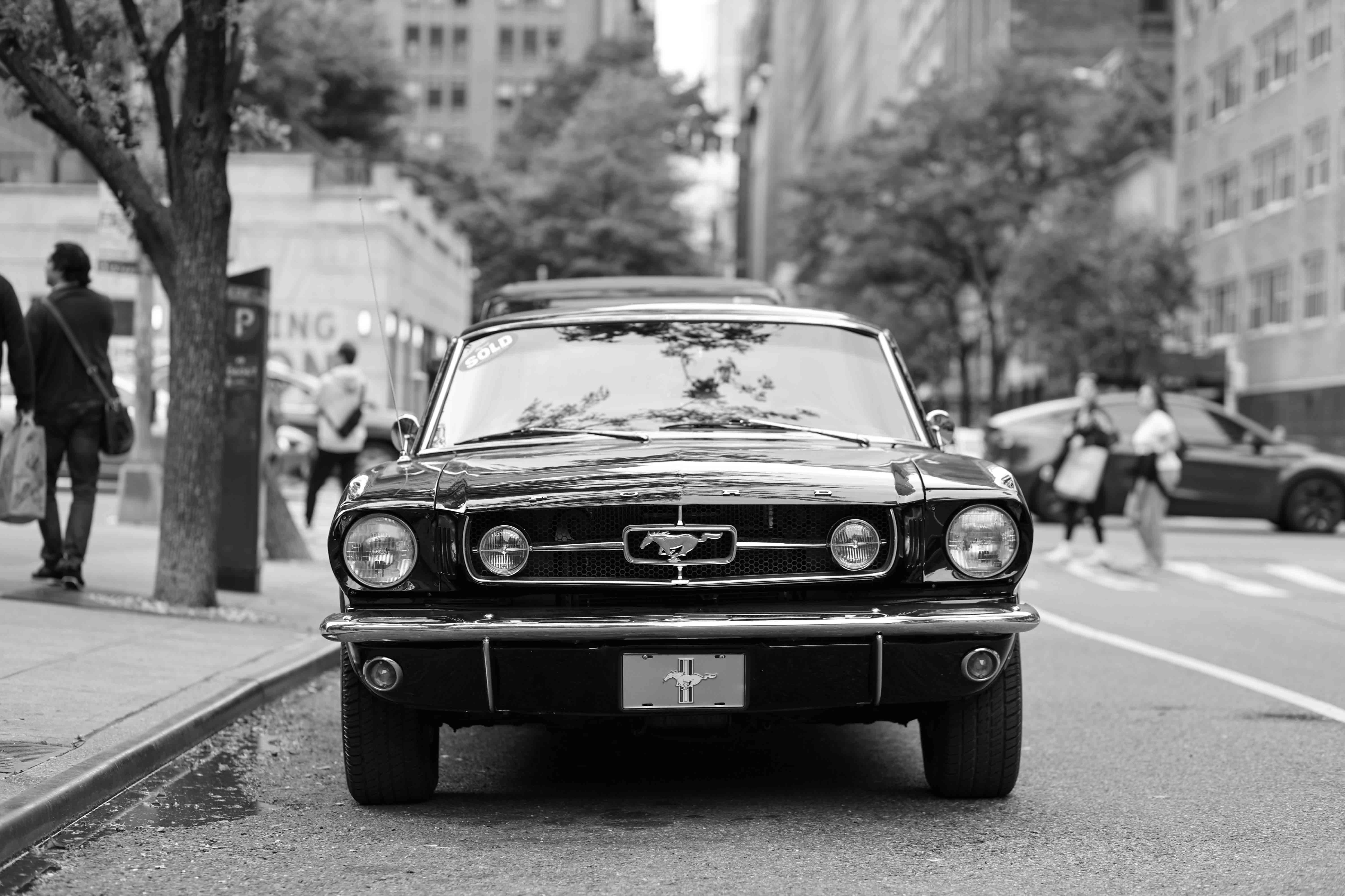 A clean, classic street scene capturing the essence of urban life.